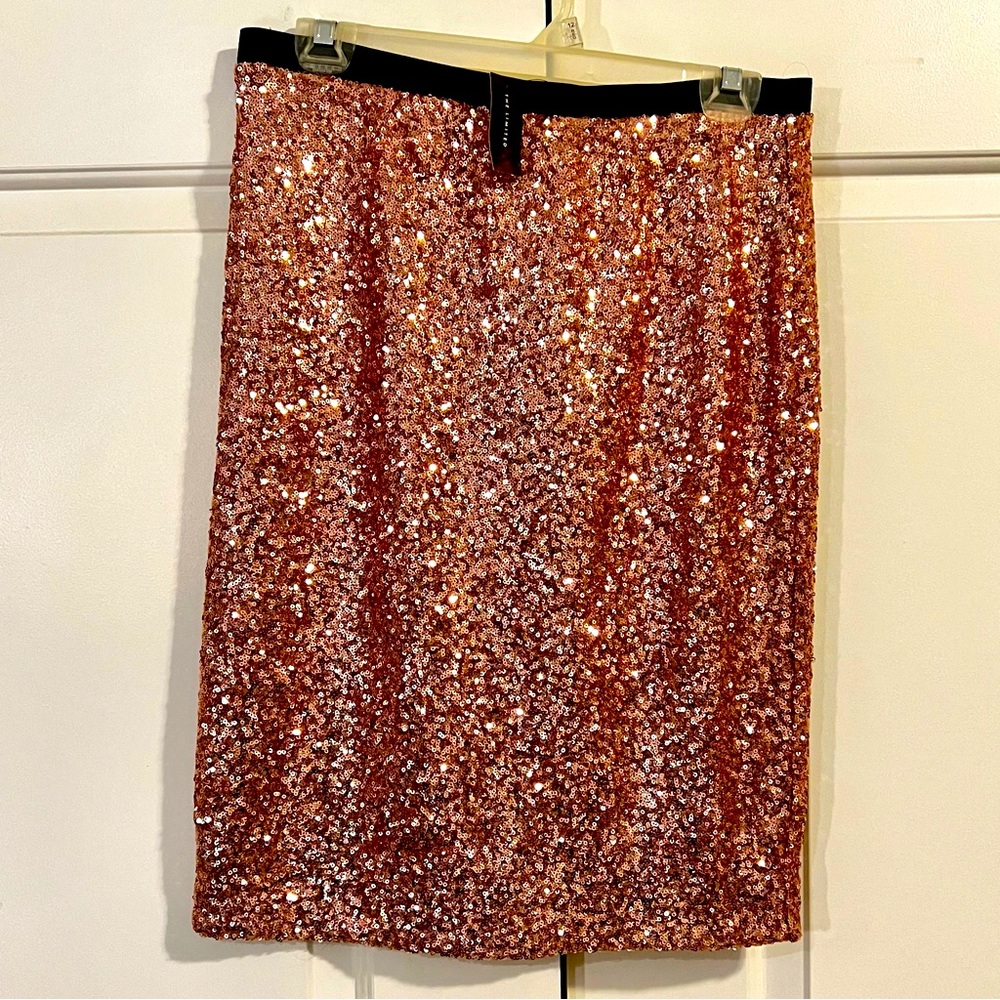 Rose gold sequins pencil skirt